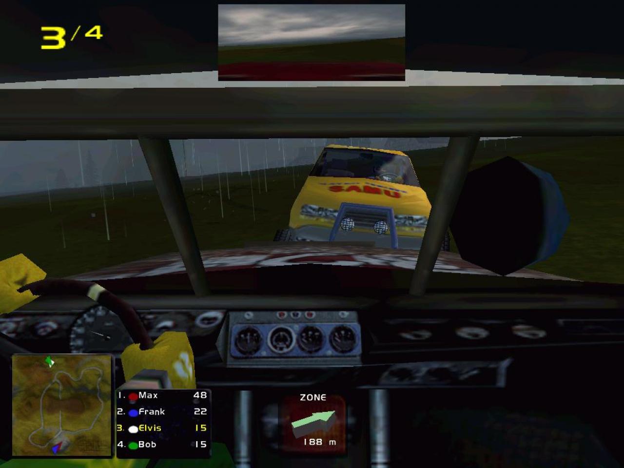[26/11/2001] AUG IN AUG Im Cockpit steuern Sie Ihren Blickwinkel mit der Maus. Trotzdem ist diese Perspektive wenig übersichtlich.